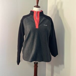Columbia Women’s XL Gray Black Coral Half Snap Fleece Pullover Jacket